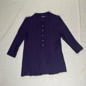 Croft & Barrow | Purple Pleated Popover Top | Large